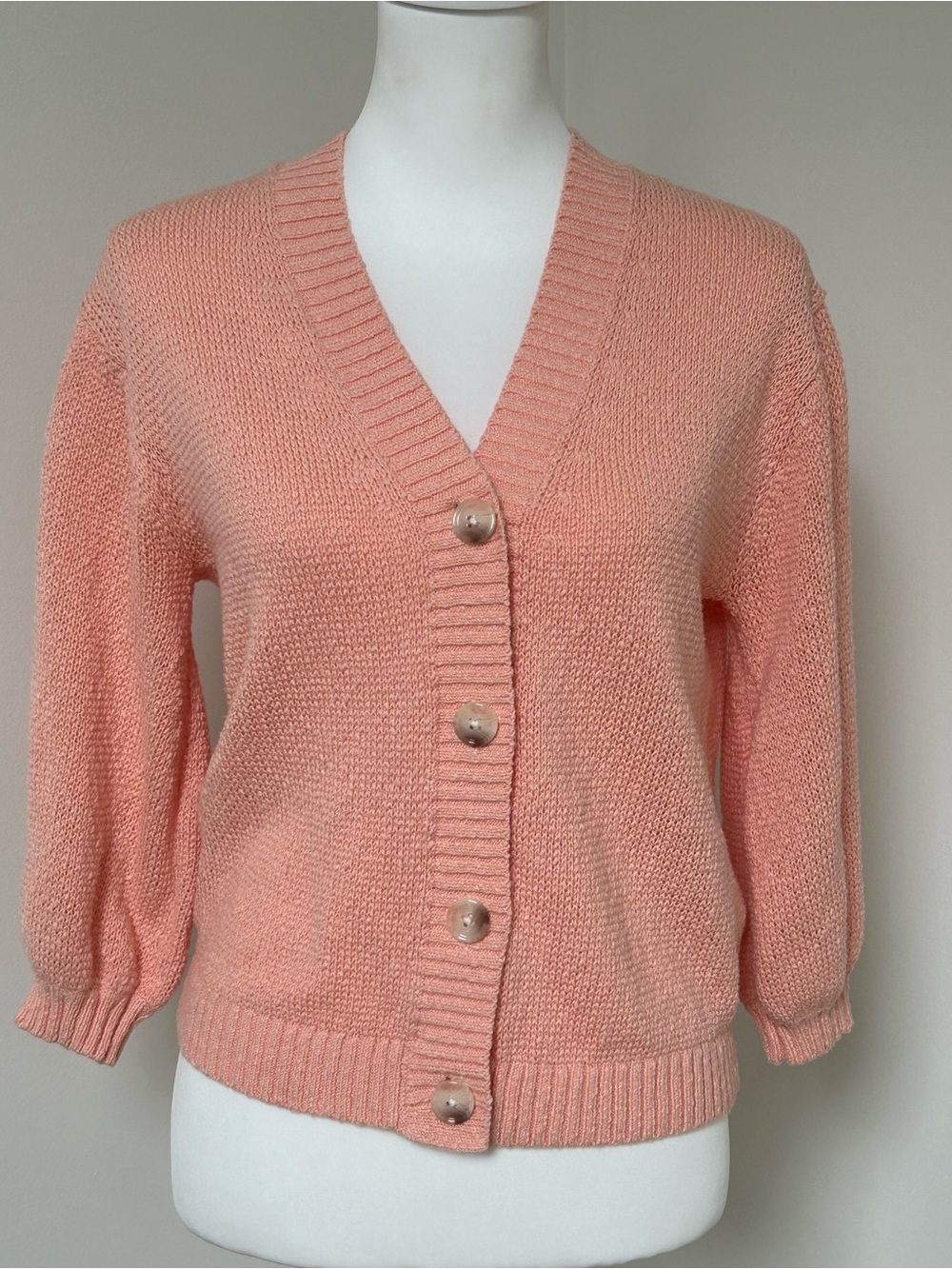 COTTON LOFT Peach Button-Front V-Neck Cardigan S